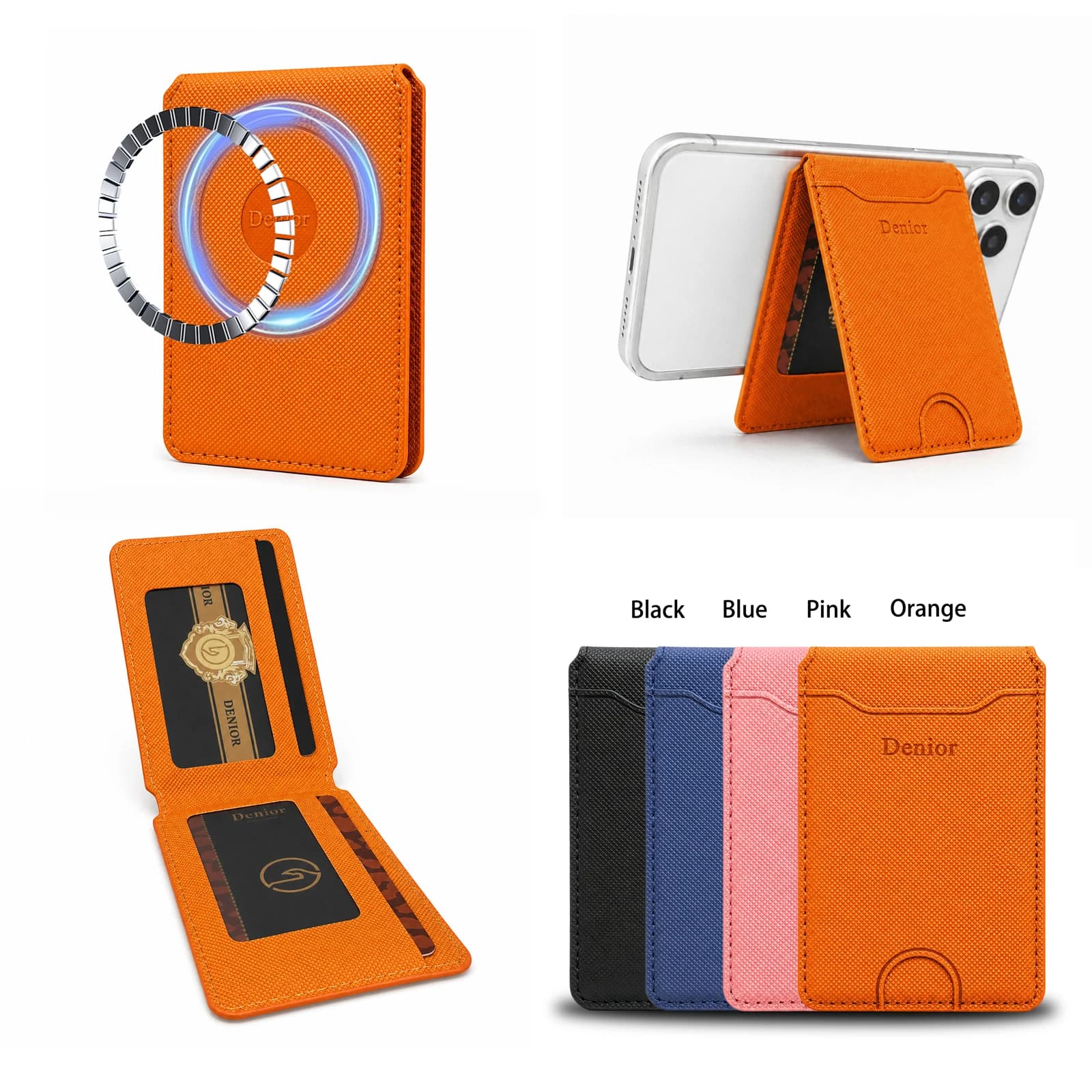 Portafoglio per cellulare con supporto magnetico, tasca a ribalta per carte, porta carte a scomparsa, in similpelle di lusso, con fibbia magnetica e supporto