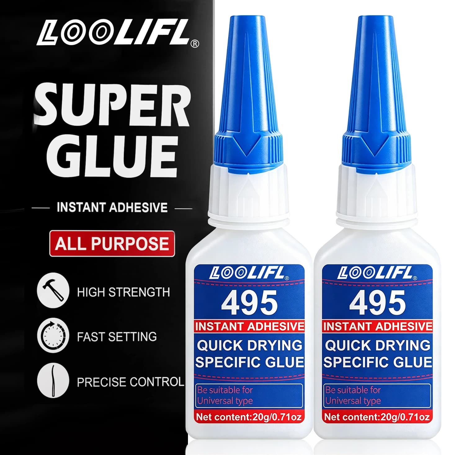 495 Super Glue 20g(0.71oz) All Purpose Liquid Adhesive for Plastic – Bonds Wood, Metal, Rubber, Ceramic Industrial Grade Adhesive