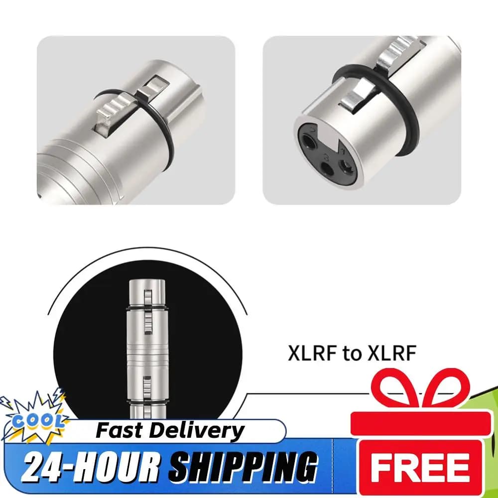 Adattatore per microfono XLR da 3 pin a 3 pin, connettore XLR femmina-femmina a 3 pin, connettore adattatore audio per microfono