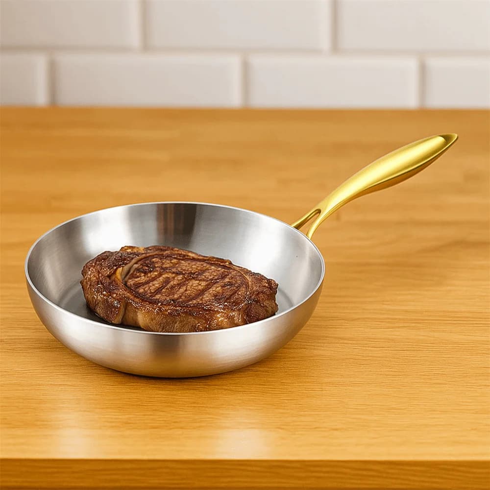 Non-coated 316 stainless steel universal non-stick steak pan for domestic use with Wok cooker cover for frying