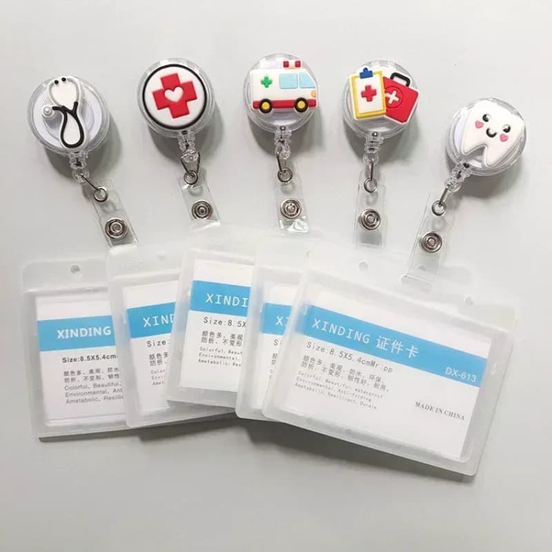 1 pz retrattile pull badge infermiera carino badge bobina clip porta badge medico carta d'identità clip a catena ufficio studente scolastico