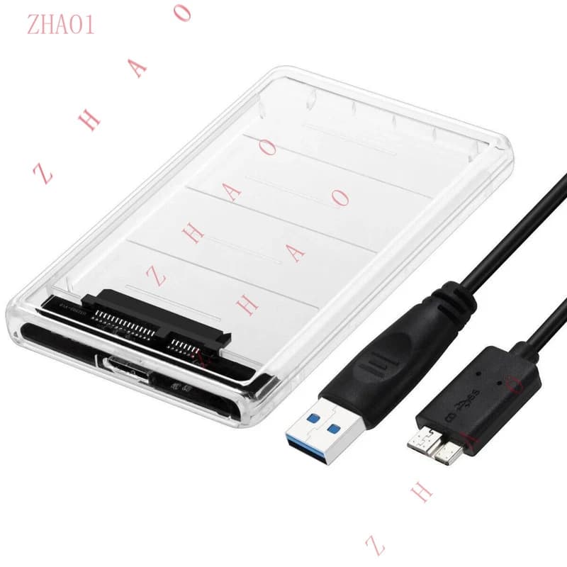 Z for 2.5" SATA USB 3.0 Clear Hard Drive Disk HDD SSD Enclosure External Laptop Case