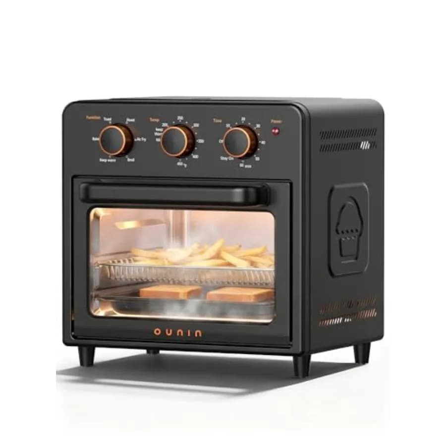Forno Tostapane Compatto da 12L con Funzione Friggitrice ad Aria e Infusione di Vapore, in Acciaio Inossidabile, da Appoggio, Riscaldamento Rapido, Cottura a Convezione, Griglia
