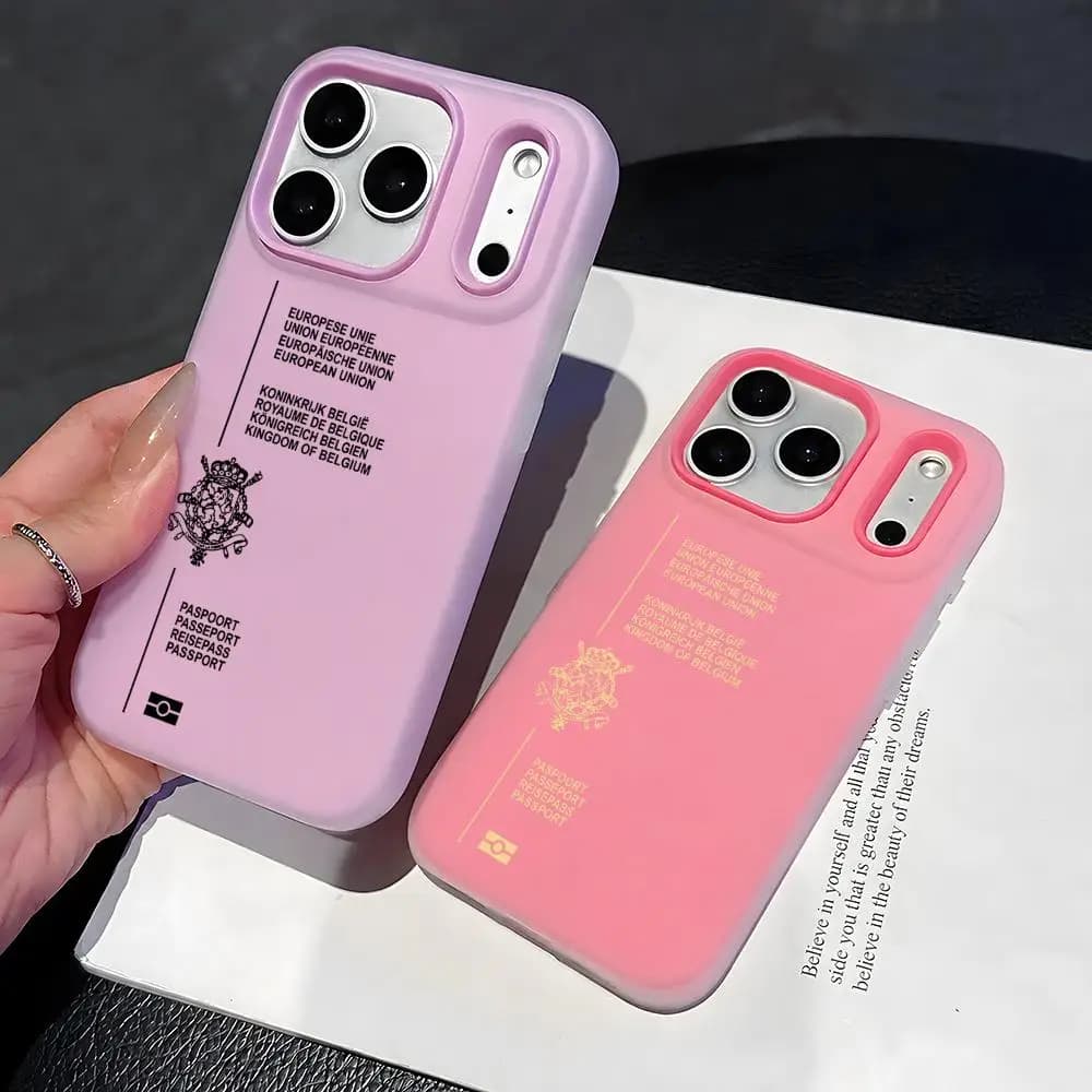 Belgian passport Phone Case 2-in-1 Detachable Clear with Card Holder for iPhone 12-17 Soft Multi-Color
