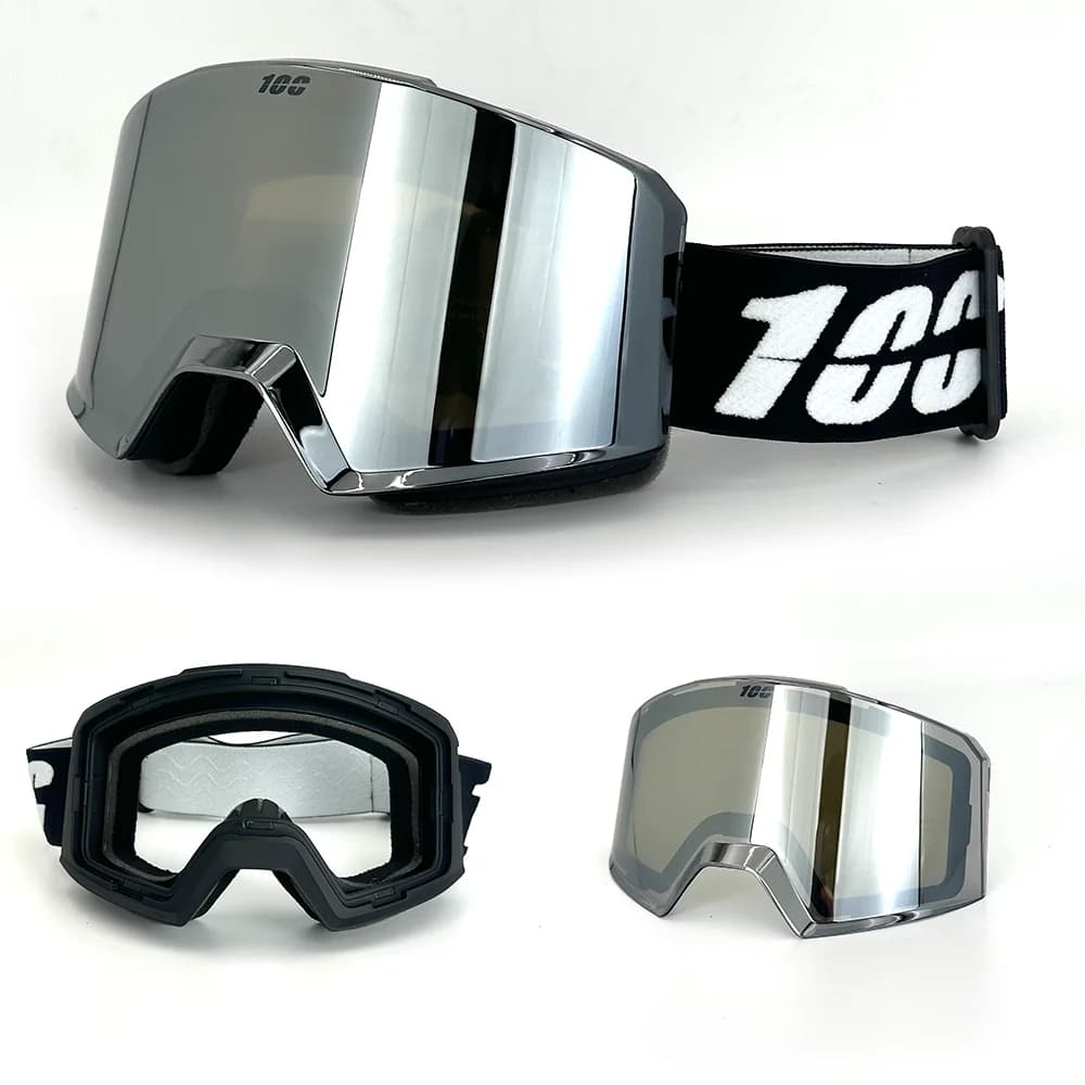 Occhiali da Neve per Snowboard e Sci, Maschera Protettiva UV 400 per Uomo, Antiappannamento Doppio, Cilindrici, da Indossare Sopra gli Occhiali da Vista