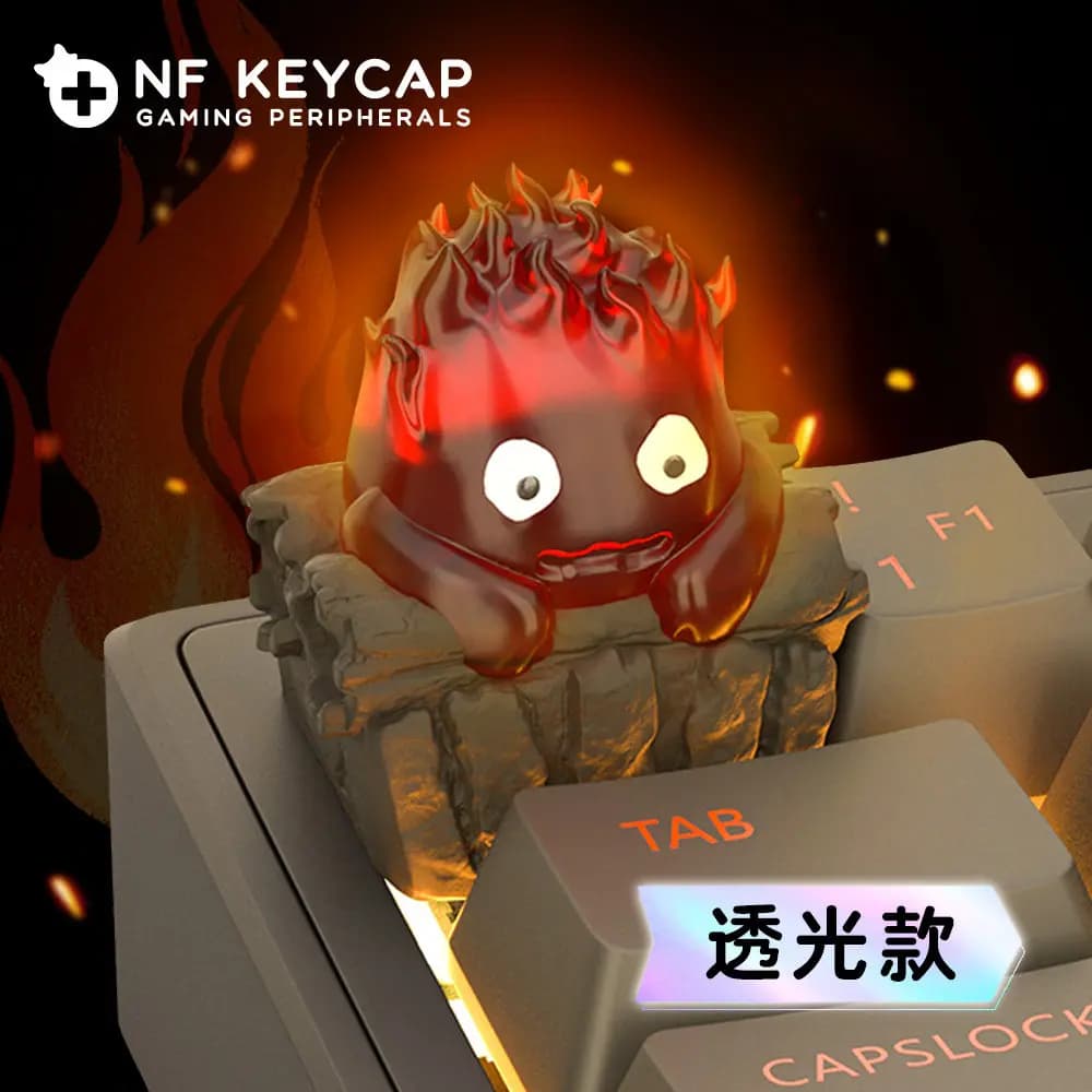 NF Keycap Calcifer Howls Moving Castle 3D Stereoscopic Translucent Backlit Keycap For Mechanical Gaming Keyboard Collect Decor