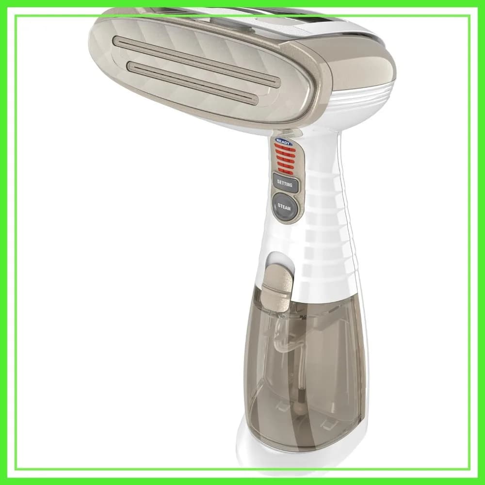 Vaporizzatore Portatile per Vestiti, 1875W Turbo Steamer, Stiratore a Vapore per Tessuti con Vapore Potente, Bianco/Champagne