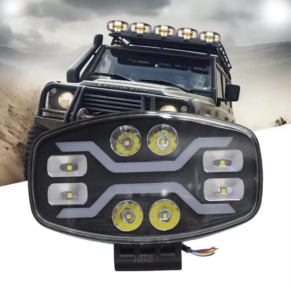 Fari LED KeMu da 10 Pollici, Luci Ausiliarie Quadrate per Camion e Fuoristrada, Luce Bianca e Gialla 100W 22000LM 12V 24V
