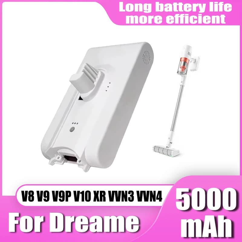 For Dreame V8 V9 V10 V9P XR VVN3 VVN4 handheld cordless vacuum cleaner battery replacement, 25.2V 5000mAh lithium-ion battery
