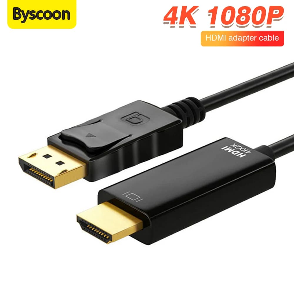 Adattatore 4K da DP a HDMI, convertitore DisplayPort a HDMI multi-compatibile, cavo da 1-1,8 m per desktop, laptop, PC, TV, monitor, proiettore