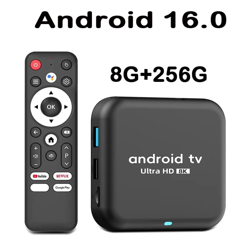 Box TV Android 16.0 Smart con Rockchip RK3518 1080P, Google YouTube Netflix, Quad Core ATV 4K 8K, BT5.0, Lettore Multimediale, Set-Top Box