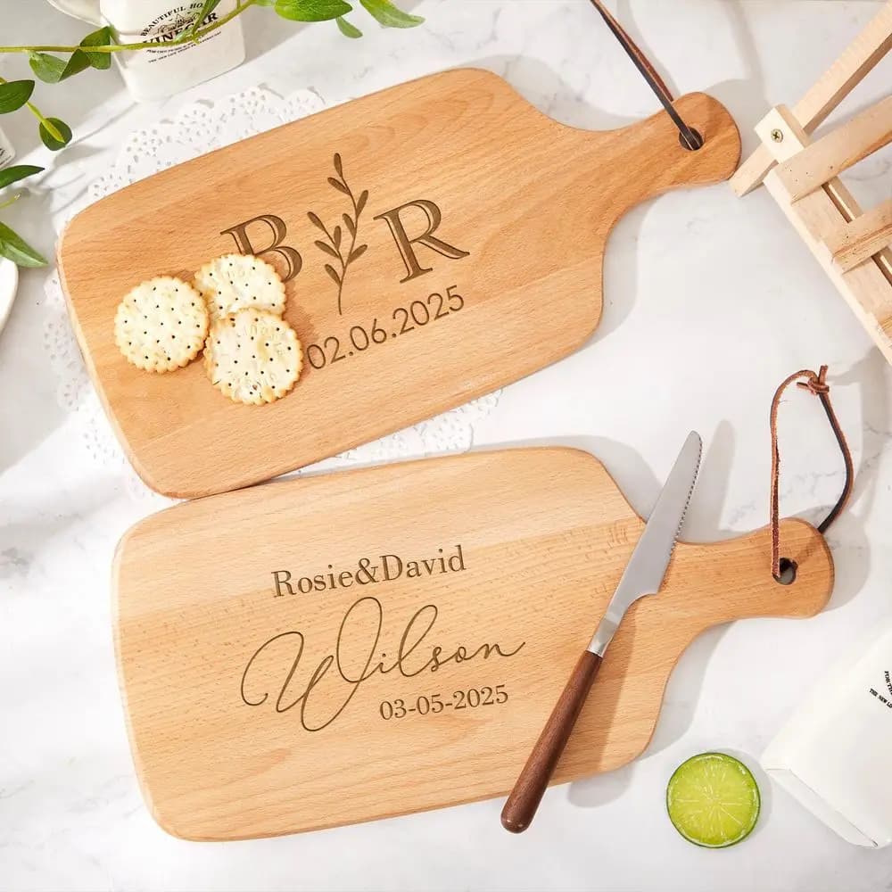 Tagliere in Legno Personalizzato con Incisione, Tagliere con Logo, Regali di Fidanzamento, Tagliere da Cucina, Regalo di Anniversario, Regalo di Nozze