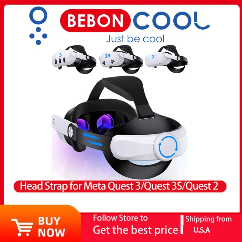 BEBONCOOL Head Strap for Meta Quest 3S/Quest 3/Quest 2 Adjustable Elite Strap Replacement for Enhanced Comfort of VR Headset