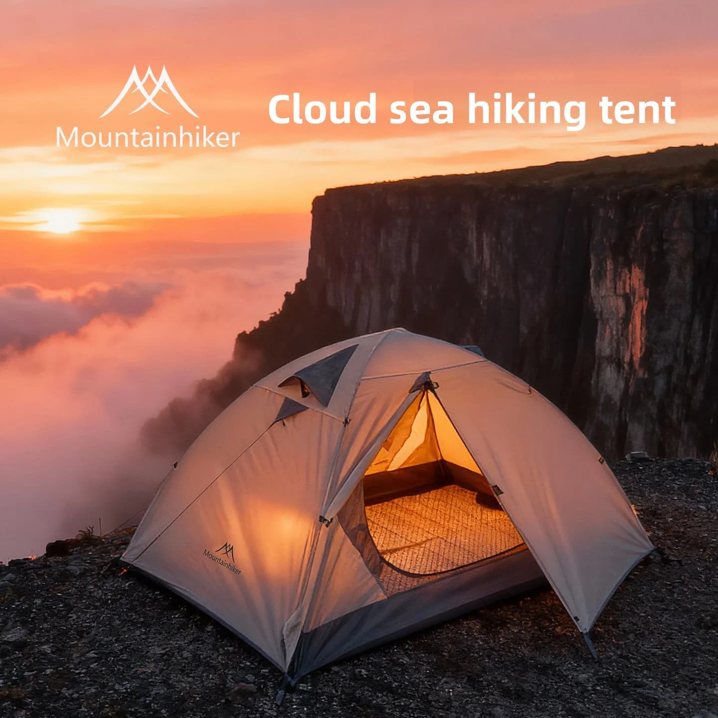 MOUNTAINHIKER Tenda da Campeggio Leggera per 2-3 Persone, Antivento e Antipioggia, Professionale con Pali in Alluminio per Escursionismo