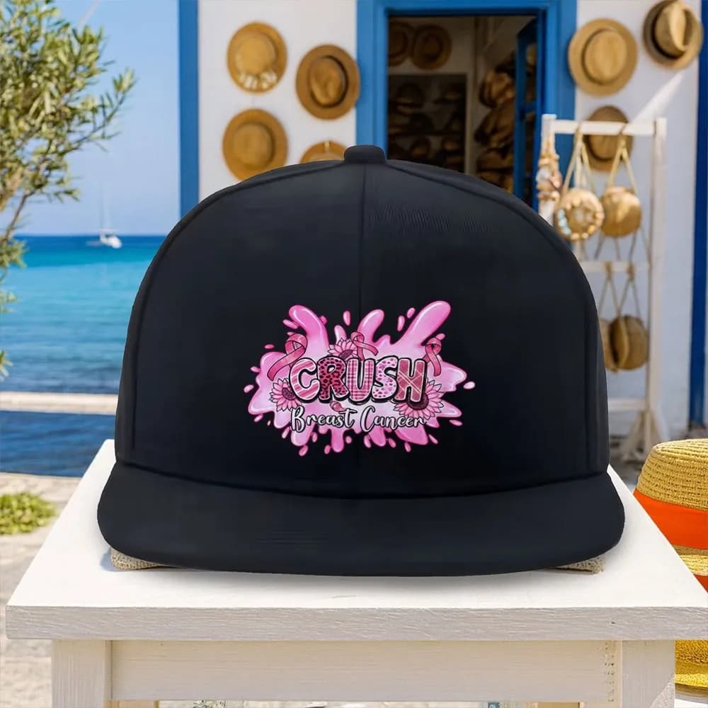 A Versatile Casual Baseball Cap with a Heart-shaped Pink Breast Cancer Awareness Design. Unisex Snapback Hat