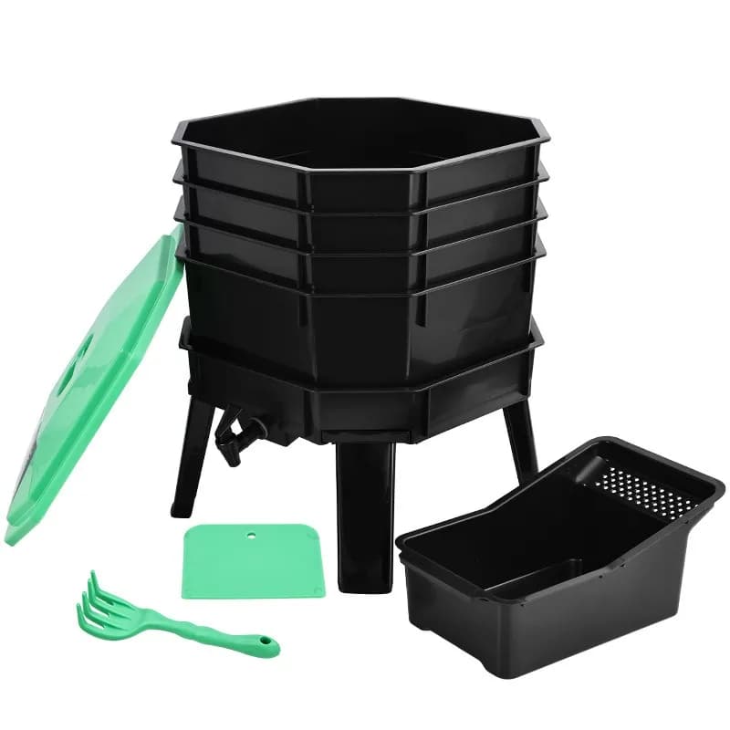 Composter per lombrichi da cucina, vassoio quadrato per compostaggio, fertilizzante da letame di lombrichi, contenitore per compost