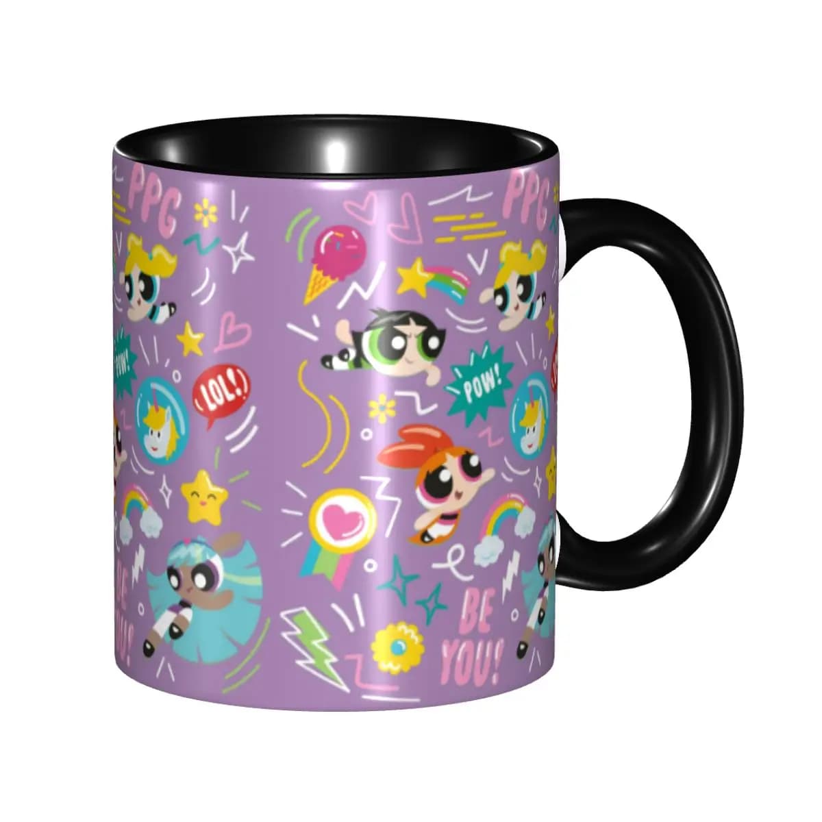 Custom Ceramic Mugs with Powerpuff Girls Soul Cards, Creative Gift