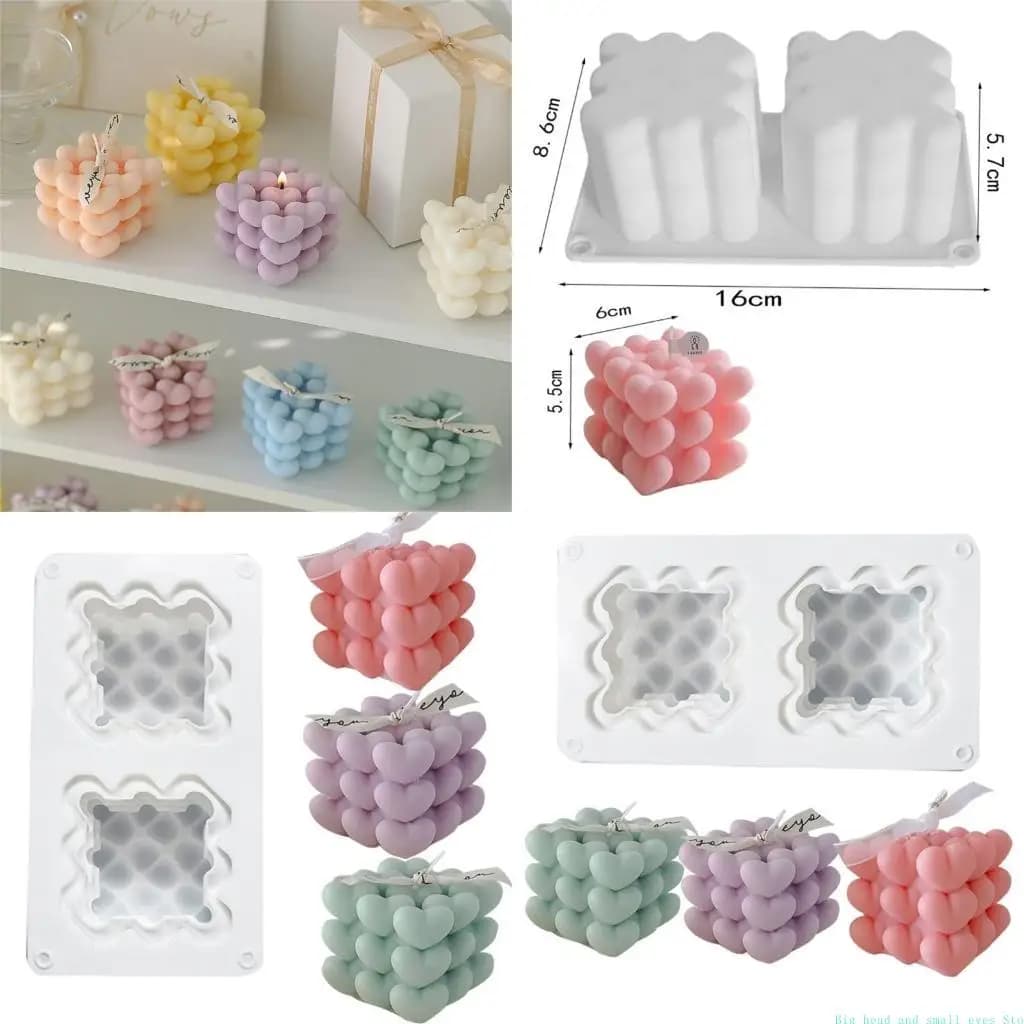 581C Heart Bubble Cube Resin Moulds Bubble Silicone Molds Valentine's Day Gift