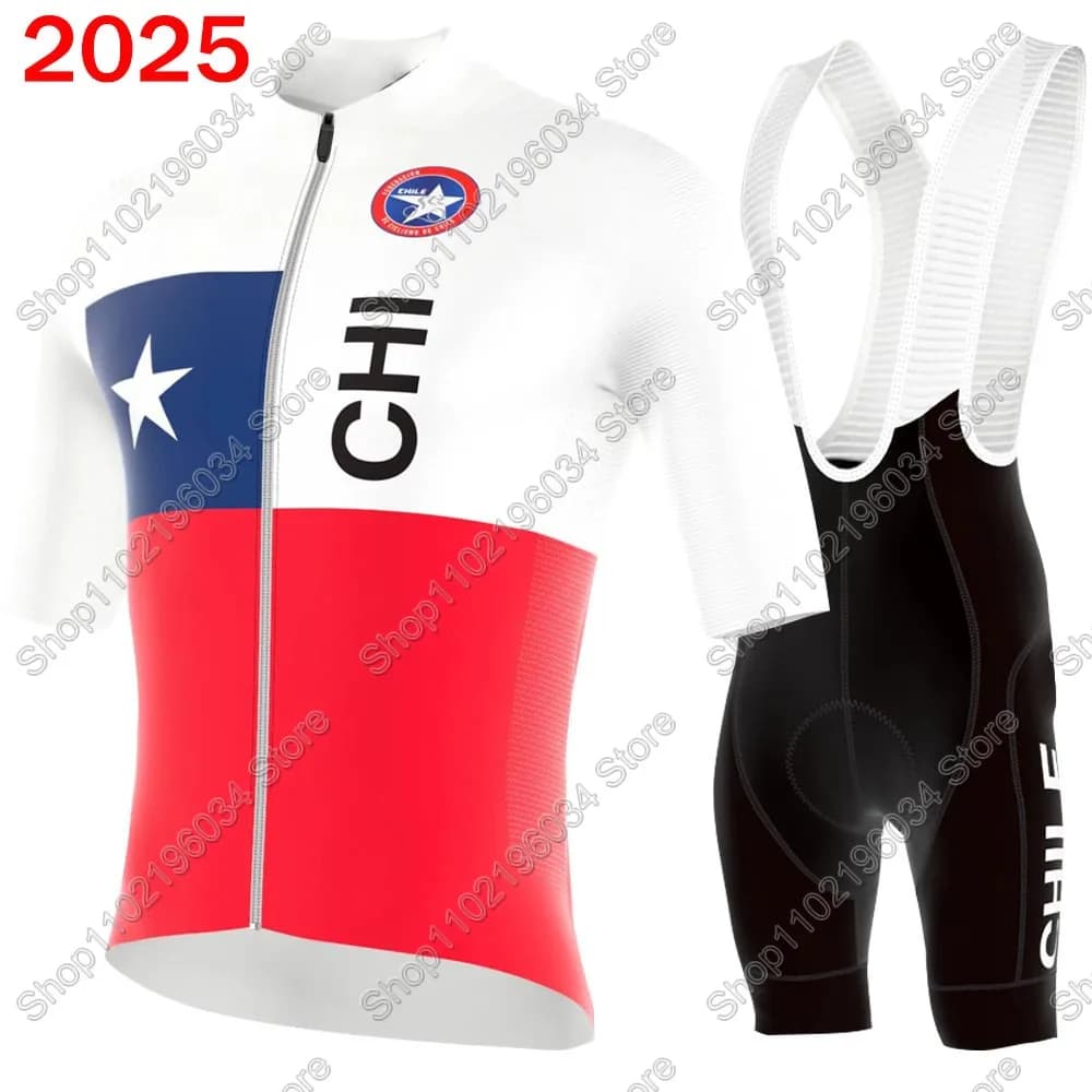Cycling jersey Chile 2025 Set of the national team Summer cycling clothing Road bike shirts Jumpsuit Shorts with bicycle straps MTB Maillot