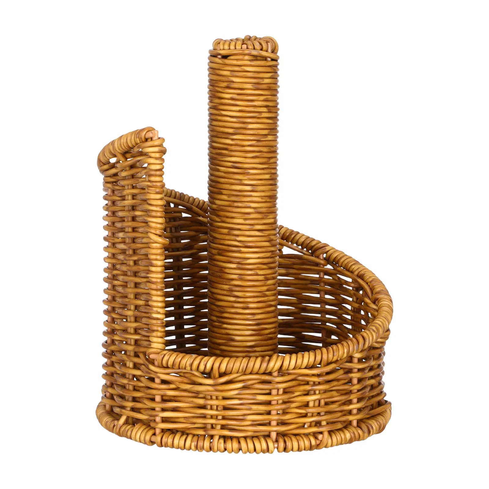 Imitation Rattan Toilet Paper Holder Freestanding Bathroom Tissue Organizer Decorative Roll Storage Stand Open Top Easy Access