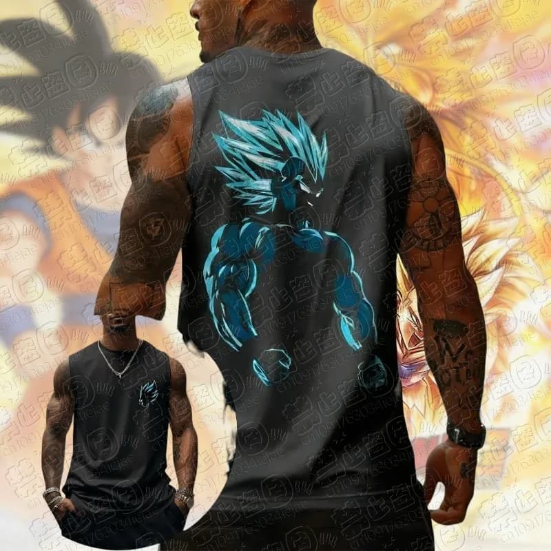 Canotta da Uomo Estiva 2026 Dragon Ball Goku Oversize con Stampa Anime, Gilet Sportivo Leggero ad Asciugatura Rapida