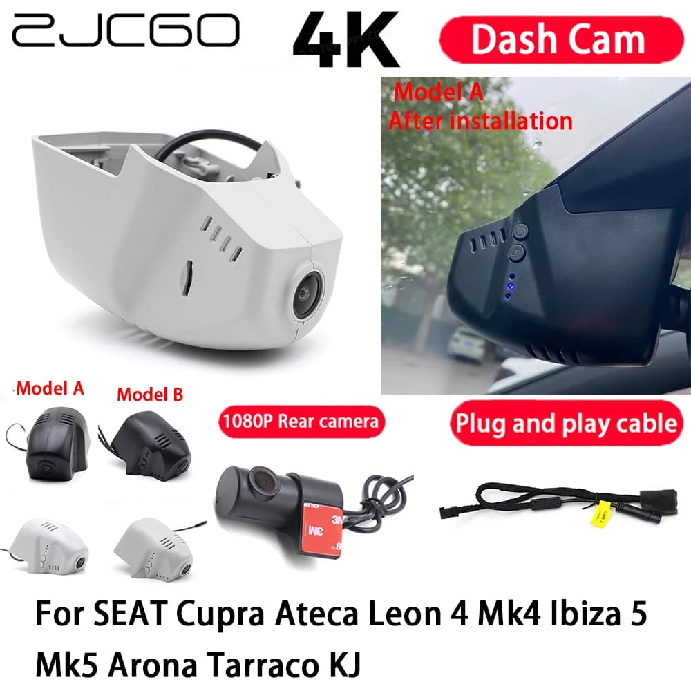 Videocamera per auto 4K Plug and Play Dash Cam Videoregistratore Visione notturna per SEAT Cupra Ateca Leon 4 Mk4 Ibiza 5 Mk5 Arona Tarraco KJ