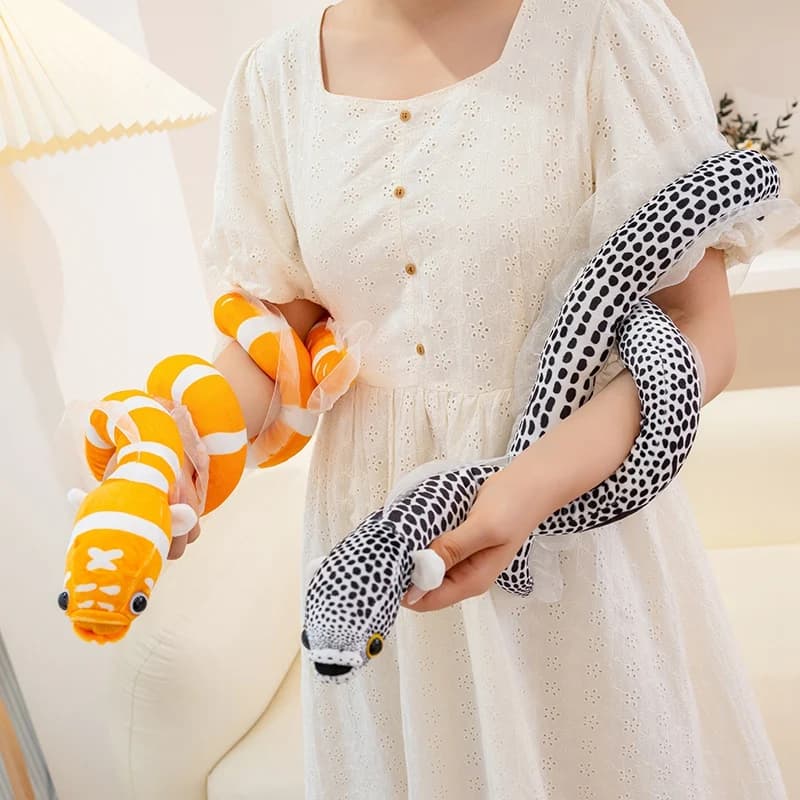 125cm Conger Eel Plush Doll Cute Lifelike Sea Eel Plush Toy Garden Eel Stuffed Animal Aquarium Souvenir Prop Home Decor Kid Gift