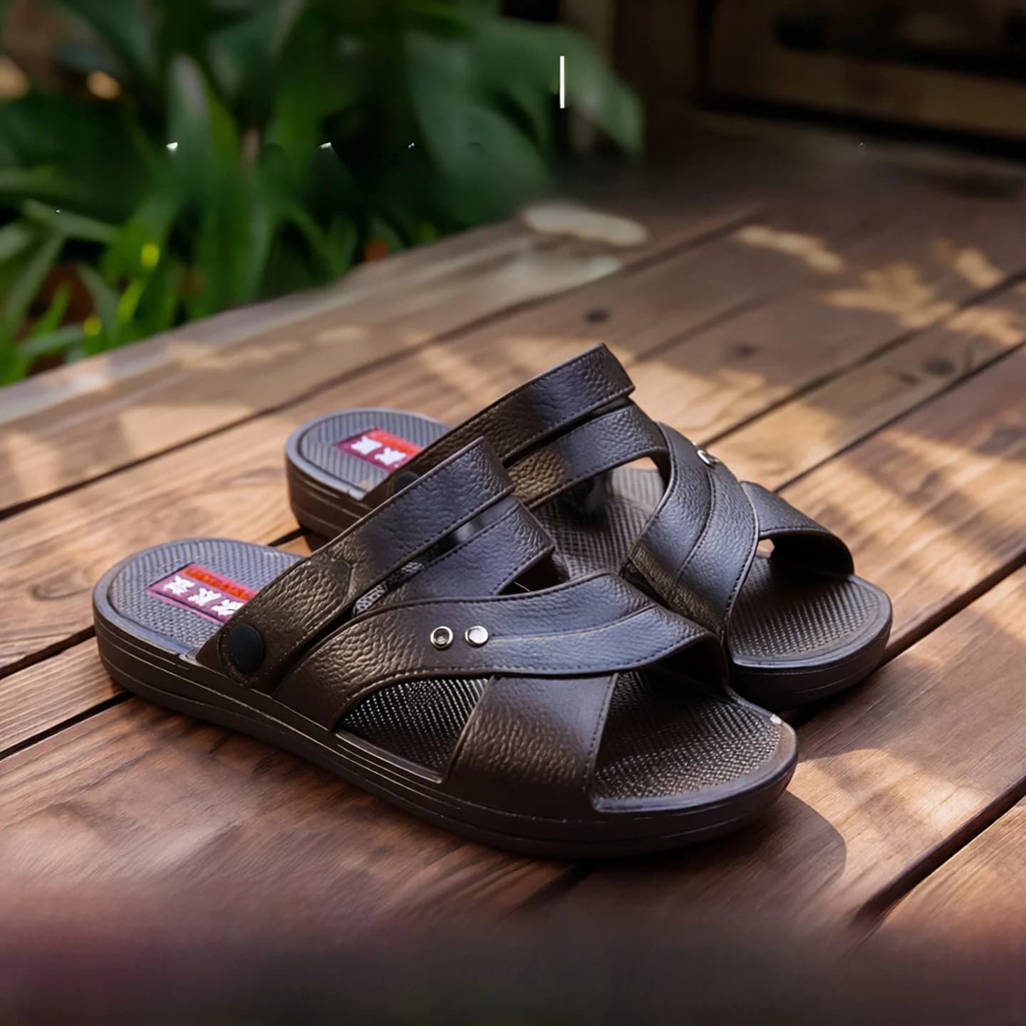 Natural Rubber Men's Sandals Thick Bottom Anti-slip Wear-resistant Water-proof Beach Slippers Korean Style Flat Toe Show