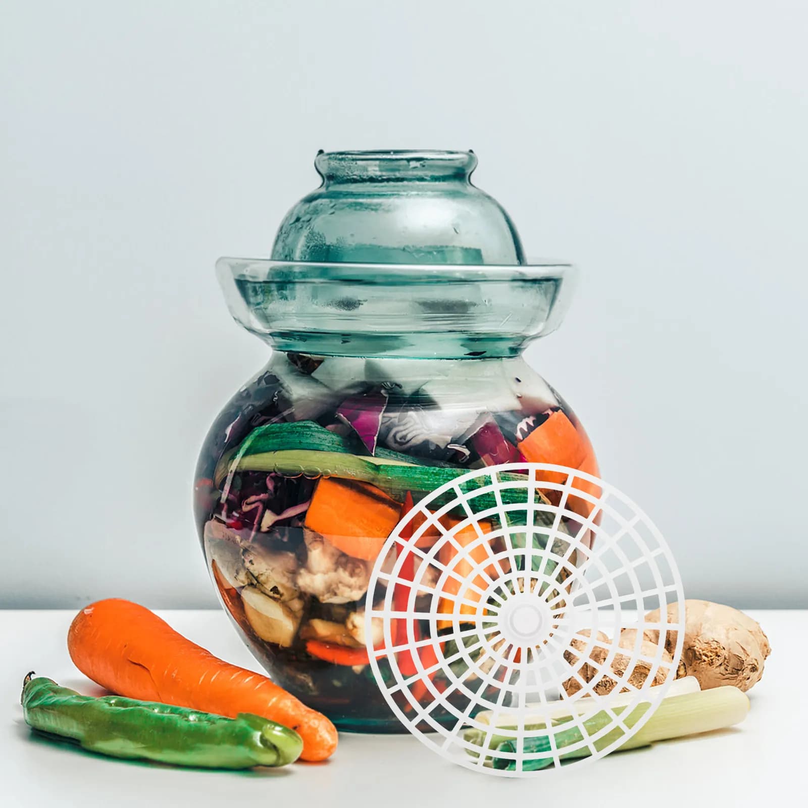 5Pcs Pickle Jar Press Plates Fermentation Weight Mesh Presser Vegetable Pickling Tool Plastic Fermenting Weight for Home Use