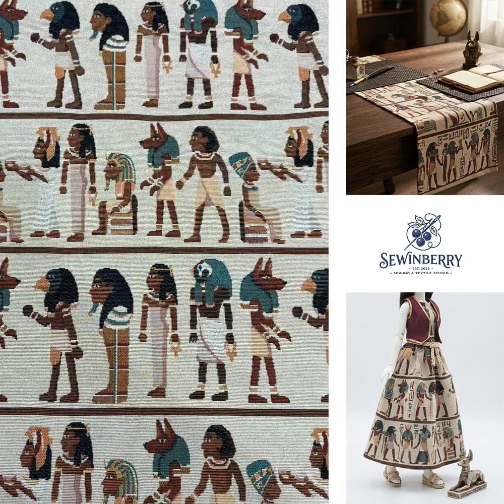 Ethnic Jacquard Cotton Polyester Fabric Egyptian Vintage Sofa Bag Material 100x145cm For Fat Quarter Patchwork DIY Sewing Craft
