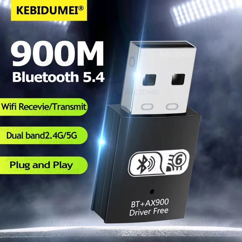 2 IN 1 WIFI6 AX900 USB WiFi Bluetooth 5.4 Adattatore wireless Dual Band 2.4G + 5GHz 900Mbps Ricevitore scheda di rete Dongle per Win10/11