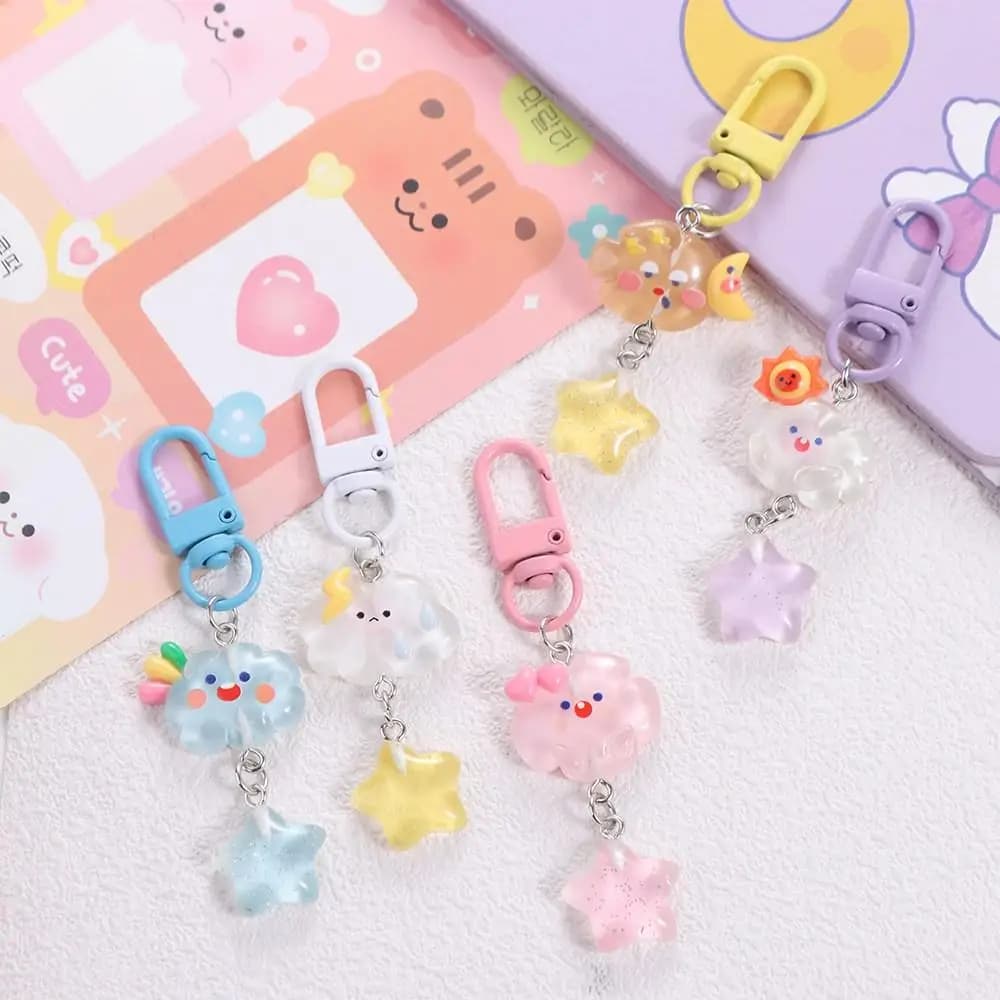 Creativity Star Starry Clouds Keychain Fine Flicker Korean Style Resin Key Ring Woman