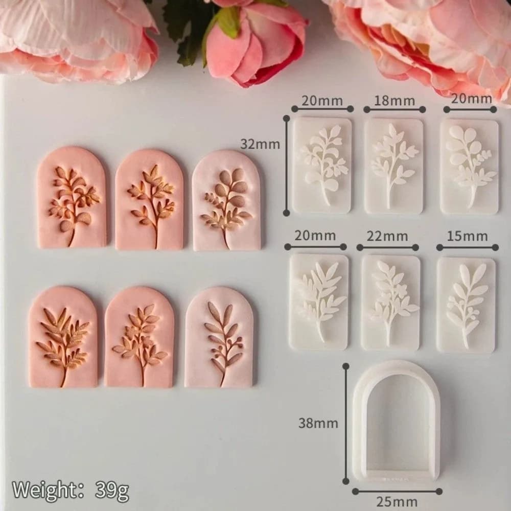 Set di 7 Stampi per Orecchini in Argilla, Design a Rilievo con Fiori e Foglie, Stampi per Argilla Polimerica, Motivi Floreali Freschi