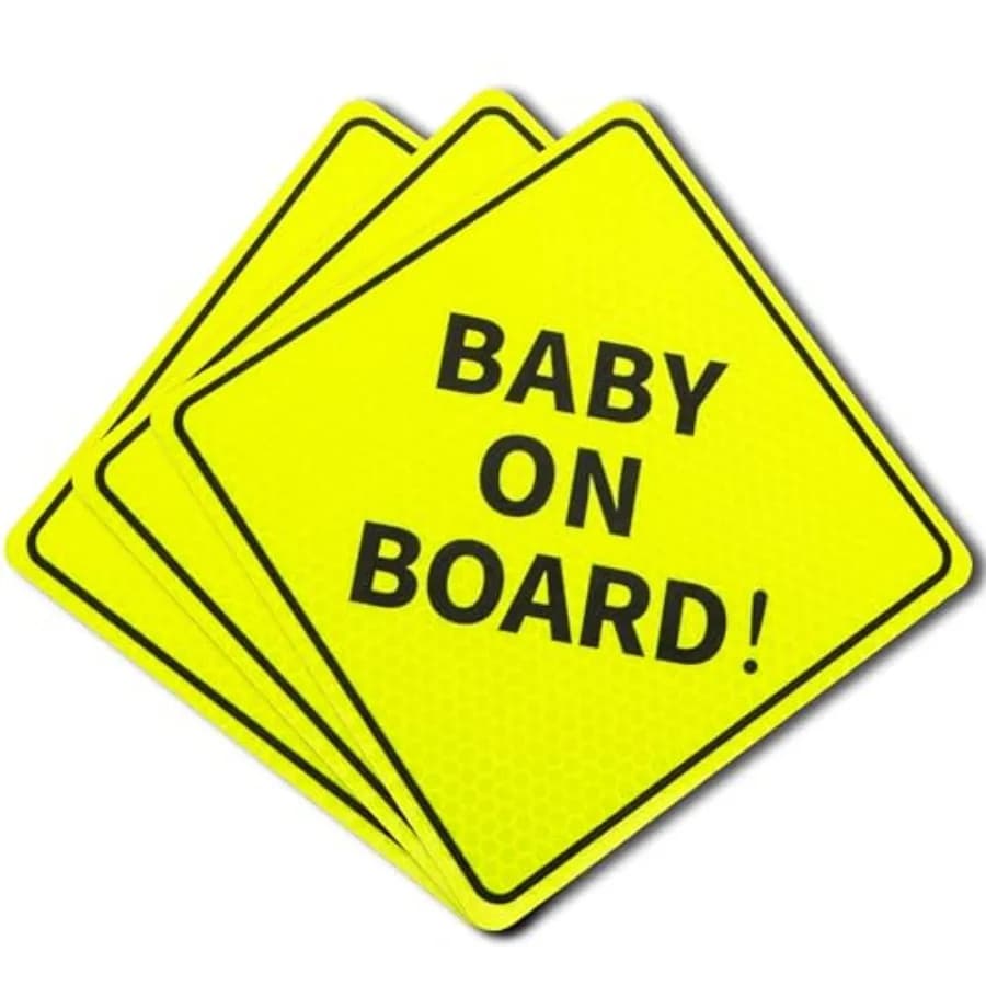 Set di 3 Targhette Magnetiche 'Bambino a Bordo' per Auto, Lettere Nere su Sfondo Giallo, 12,7 x 12,7 cm, per Auto, Camion, Furgoni, Camper e B