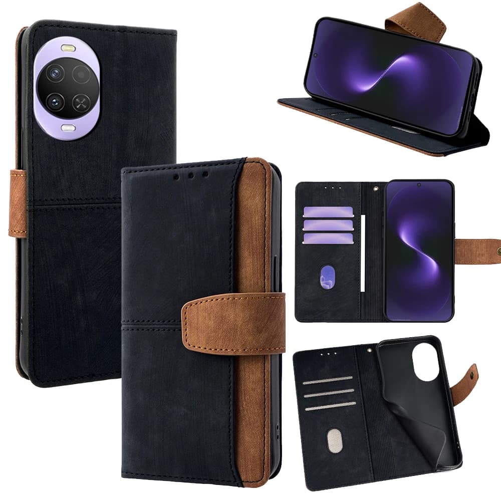Wallet case with metal buckle for Huawei Nova 15 14 13 Pro 14i 13i Pura 80 70 Pro Plus Pura 80 Ultra leather with full protection