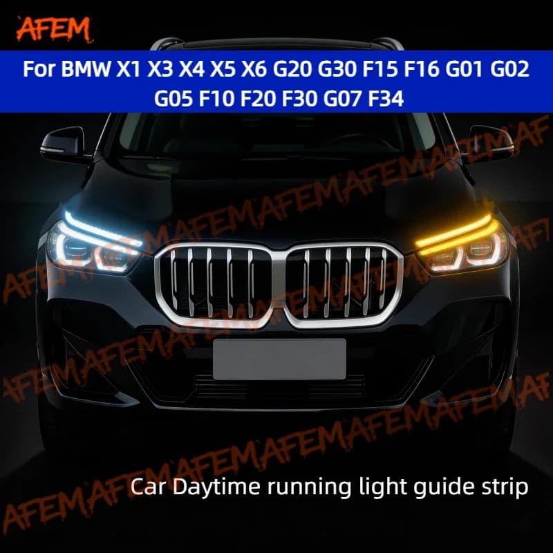 2pcs For BMW X1 X3 X4 X5 X6 G20 G30 F15 F16 G01 G02 G05 F10 F20 F30 G07 F34 Daytime Running Light Guide Strip Auto LED
