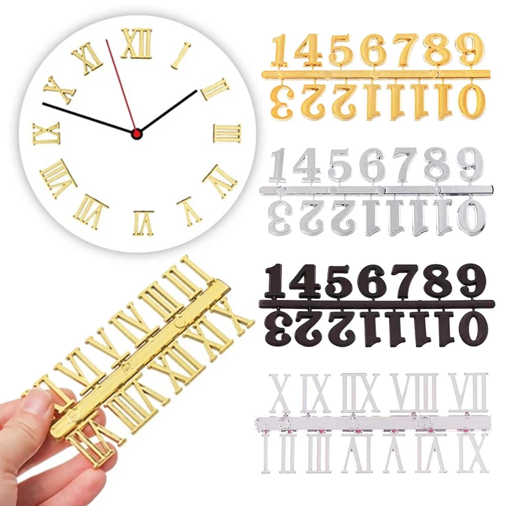 1 set arabic numerals diy numbers roman numerals digital wall clocks spare parts decal art decal removable for home decorations