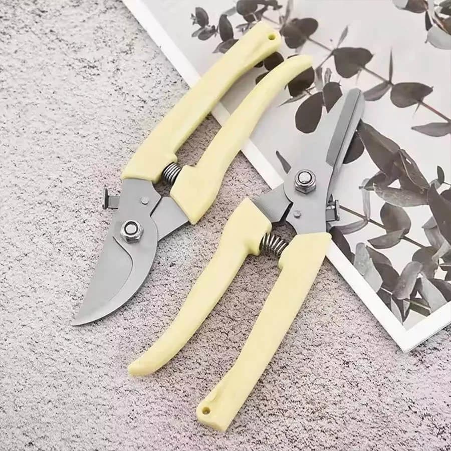 Set di Forbici da Giardinaggio in Acciaio Inox, 2 Pezzi, Cesoie Bypass e Diritte con Impugnatura Ergonomica Morbida per Potatura e Taglio Piante