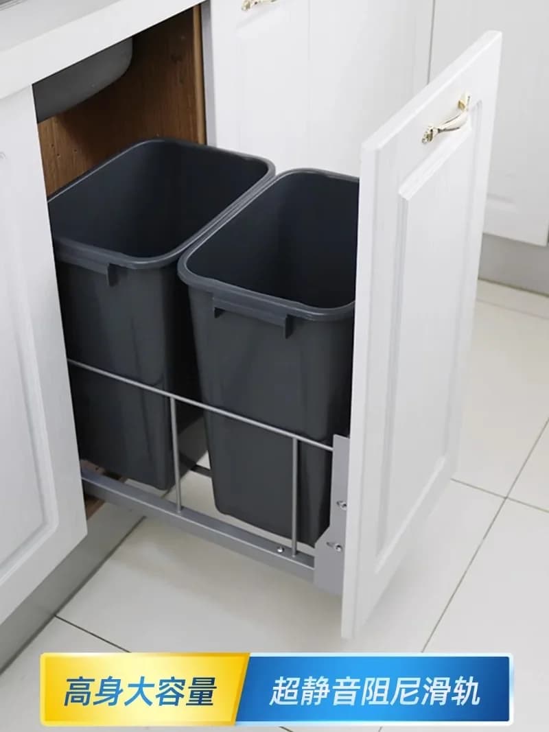 Cucina High Body Pull Embedded Hidden Kitchen Waste Bin Cabinet Pull Basket separazione asciutta e bagnata grande casa con porta