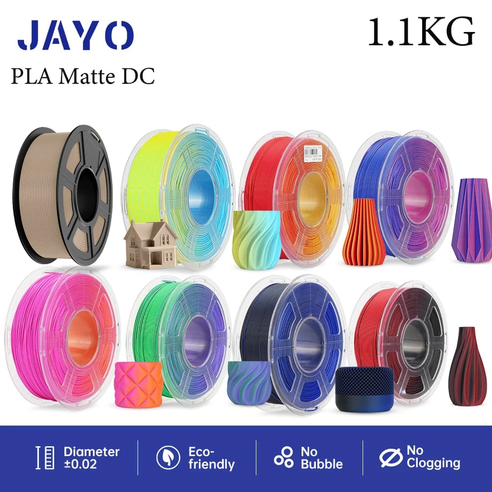 Filamento per stampante 3D JAYO PLA opaco DC, 1 rotolo/1,1 kg, 1,75 mm, materiale ecologico per stampanti 100% senza bolle