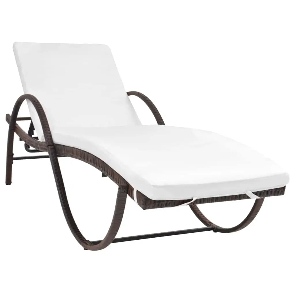 Sedia a Sdraio Reclinabile Regolabile con Cuscino in Polyrattan per Esterni, Patio, Giardino, Spiaggia 195x65x85cm, Personalizzabile
