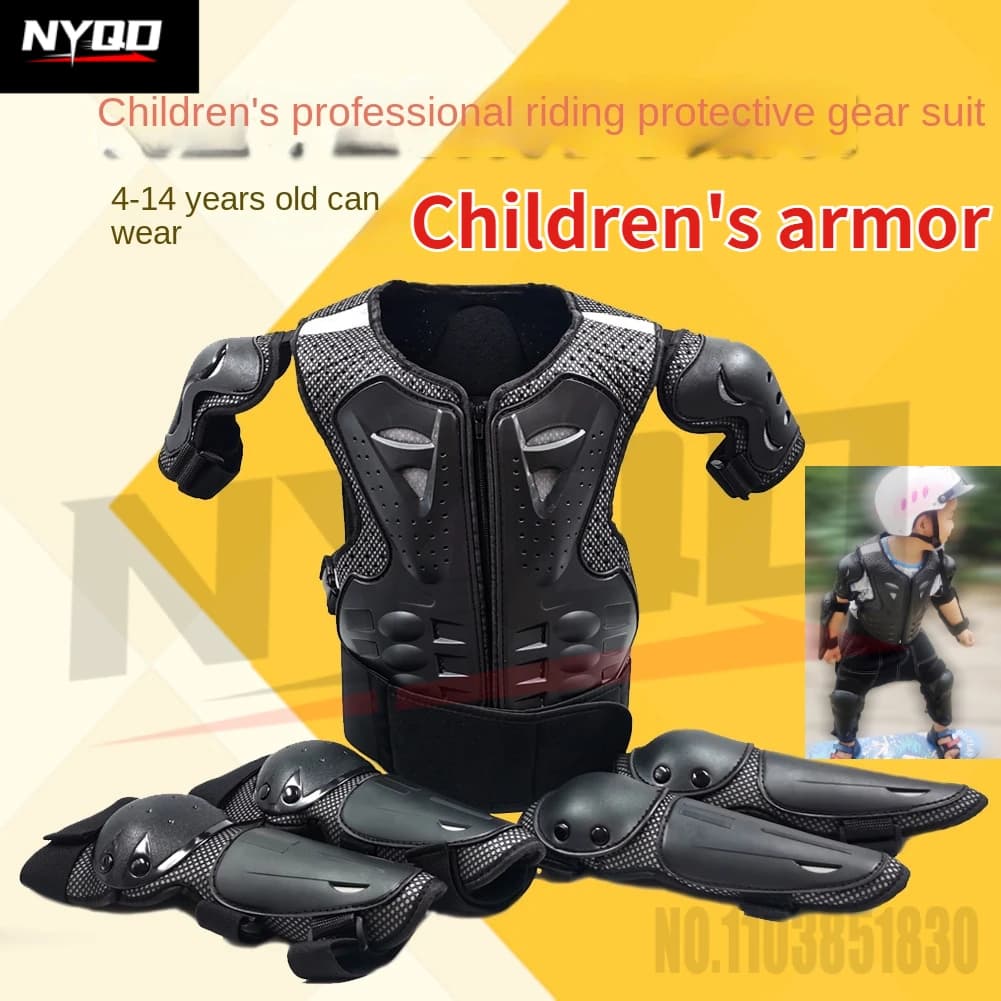Set di armature per moto per bambini, equipaggiamento protettivo da corsa fuoristrada, sport estremi, protezioni per gomiti e ginocchia, per guida sicura, 4-14 anni