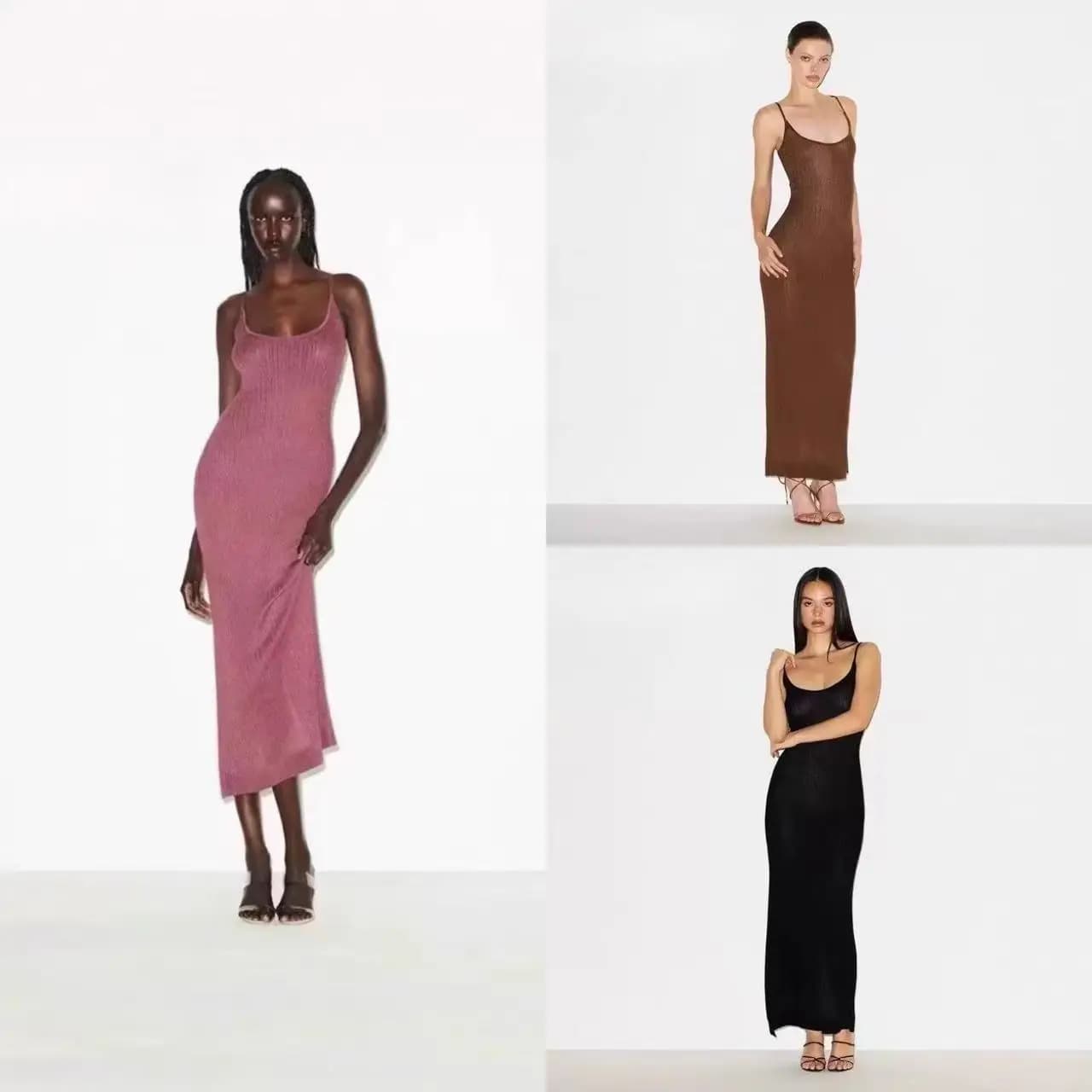 Slim Fit Knitted Dress with Belt High Waist Casual Style Texture Detailing Sexy Open Back One Step Skirt for Women