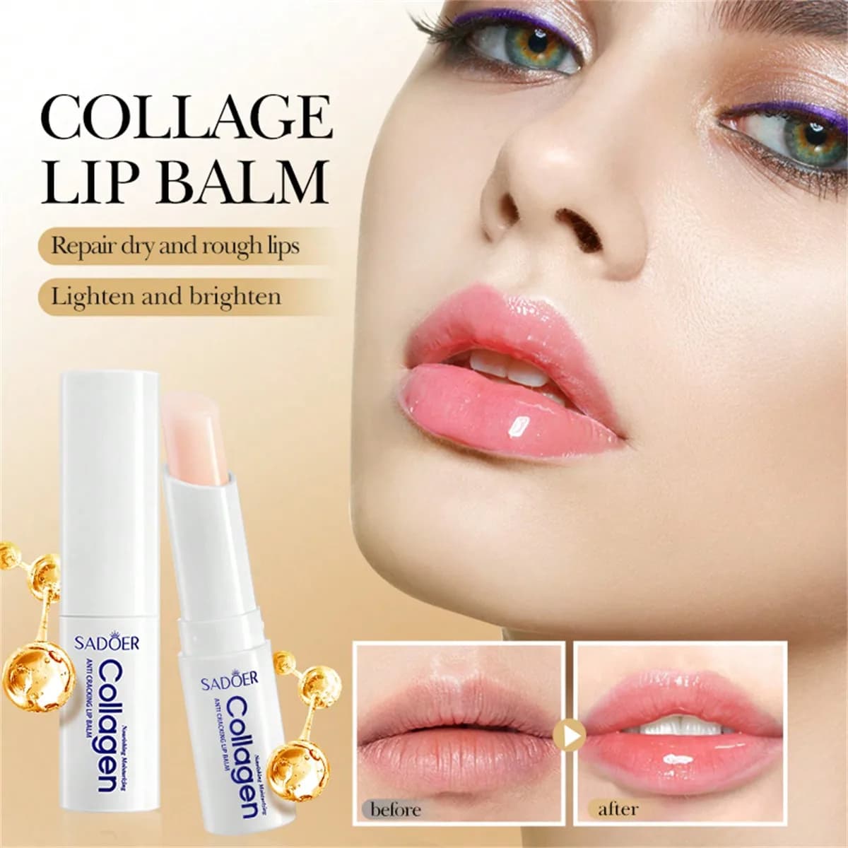 Collagen lip balm, moisturizing and moisturizing lips, suitable for all skin types