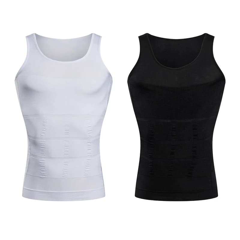 2 Pezzi Gilet Corsetto Modellante da Uomo, Maglia Contenitiva a Compressione per Addome e Pancia, Gilet Sportivo Solido per il Controllo della Vita