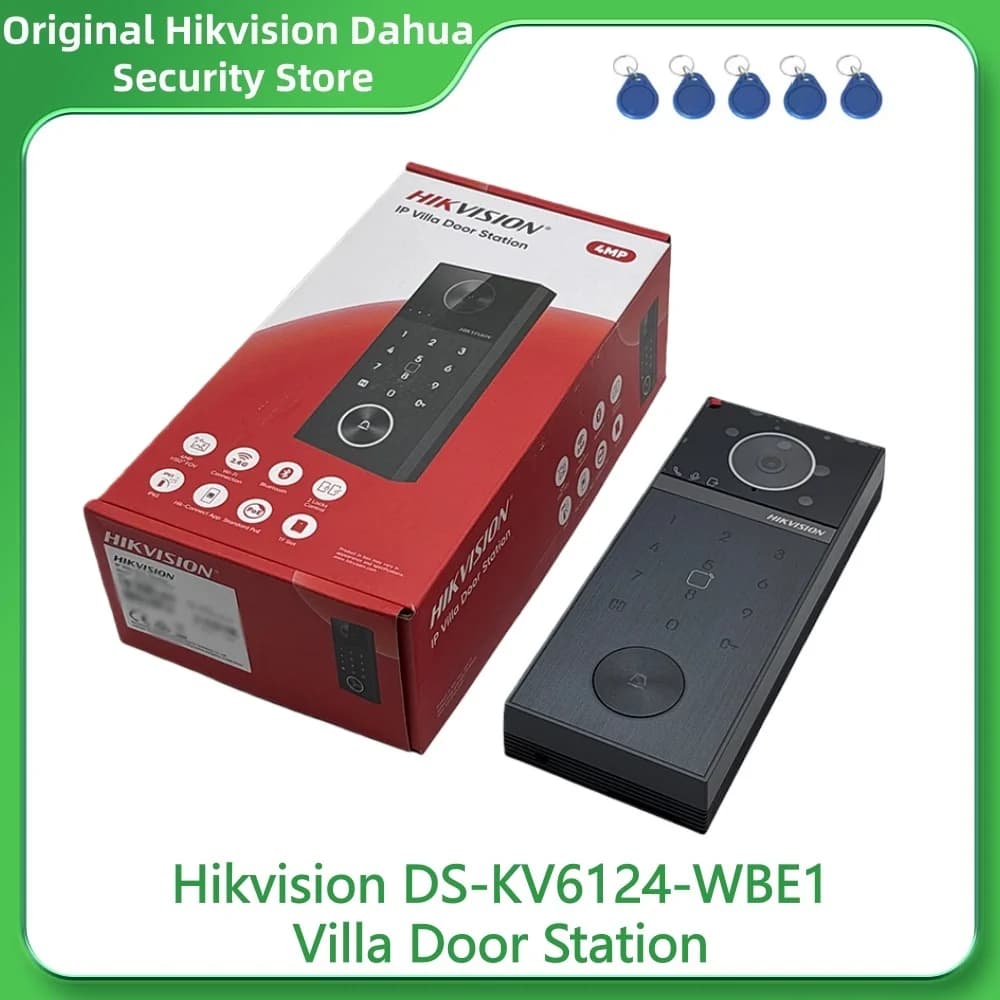 Hikvision DS-KV6124-WBE1 Postazione Esterna per Villa 4MP con Controllo 2 Serrature, Wi-Fi 6, PoE, IP65, Bluetooth, H.265, IR3M, Slot Scheda TF, Hik-Connect