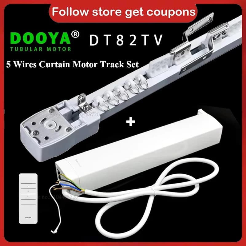 Dooya Motore per tende elettriche intelligenti DT82TV 5 fili RS485/Contatto a secco/Controllo RF433 Set di binari per tende personalizzate Binario per cornici