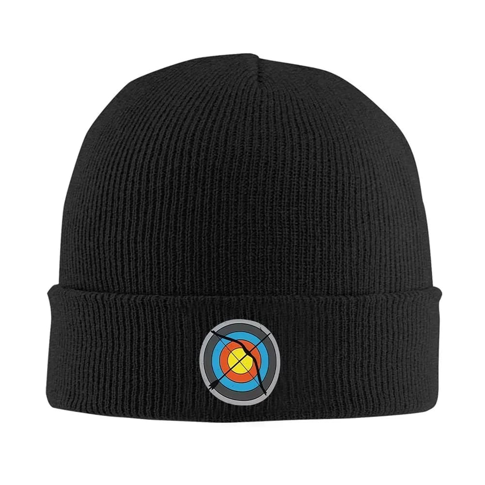 Archery Target Print Knit Beanie Stretchy Warm Daily Knitted Hat for Men Women