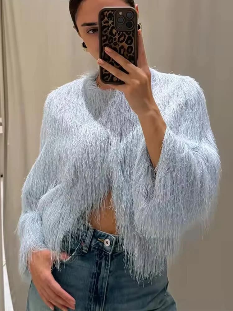 Giacche Corte con Decorazioni a Nappine per Donna, Moda 2026, Eleganti Giacche da Ufficio Casual per Signore