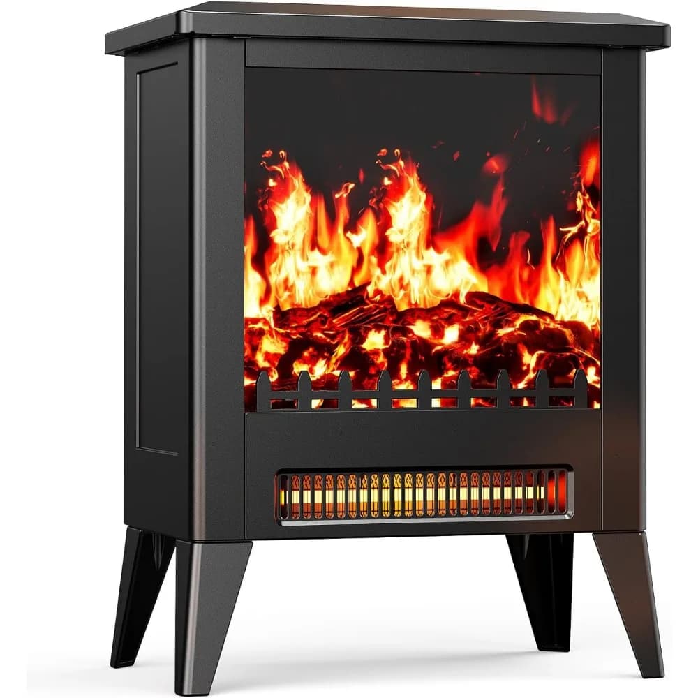 Stufa per caminetto elettrico Silonn, camino portatile a basso rumore a riscaldamento rapido con controllo della temperatura, certificato CSA, fuoco elettrico da 18 pollici